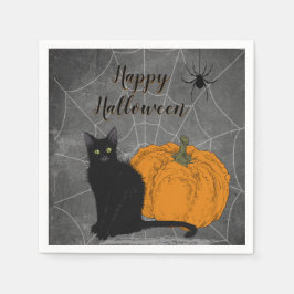 Guardanapo De Papel Black Cat Happy Halloween