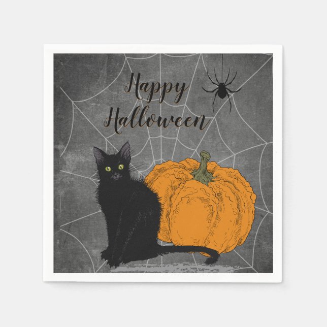 Guardanapo De Papel Black Cat Happy Halloween (Frente)