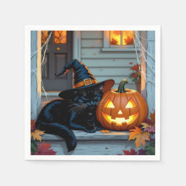 Guardanapo De Papel Black Cat Napoleando no Halloween de Pumpkin