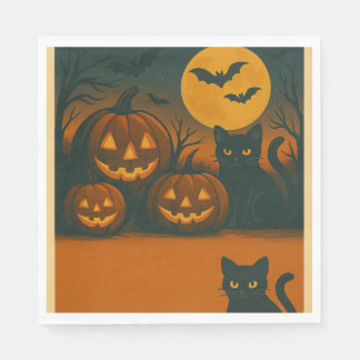 Guardanapo De Papel Black Cat & Pumpkin Napkins