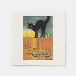 Guardanapo De Papel Black Cat Vintage Halloween Party Paper Napkins
