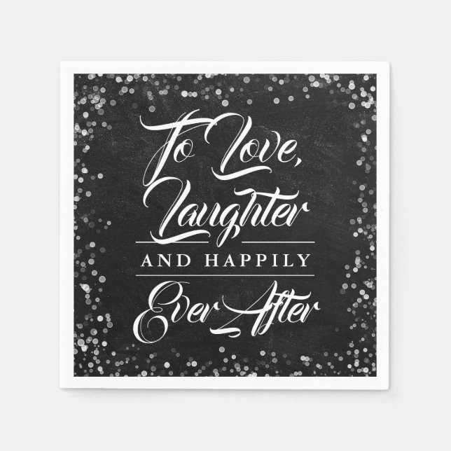 Guardanapo De Papel Black Chalkboard Rustic Happily Ever After Wedding (Frente)