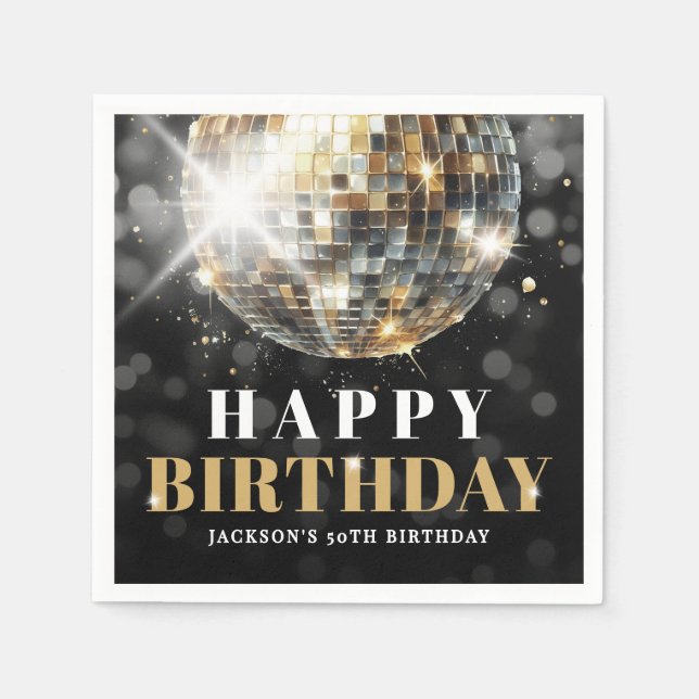 Guardanapo De Papel Black Gold 50th Birthday Party (Frente)