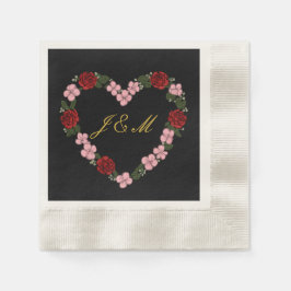 Guardanapo De Papel Black & Gold Floral Heart Wedding Striped Napkins