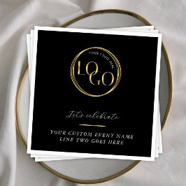 Guardanapo De Papel Black & Gold Logo Corporate Business Event Branded