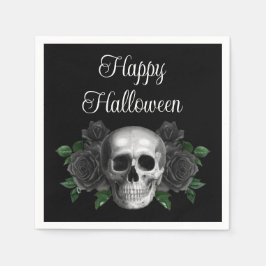 Guardanapo De Papel Black Gothic Black Floral Skull Halloween