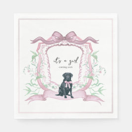 Guardanapo De Papel Black Labrador Coquette - Pink Personalizável Cres