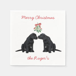 Guardanapo De Papel Black Labrador Mistletoe Cute Dog Puppy
