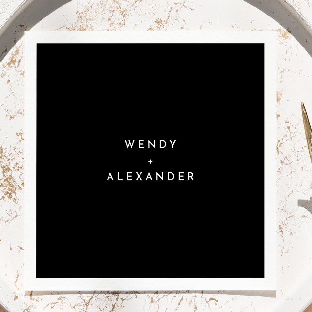 Guardanapo De Papel Black Modern Bold Wedkins (Criador carregado)