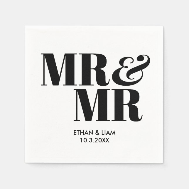 Guardanapo De Papel Black Mr & Mr. Groom Personalizou Casamentos Napki (Frente)