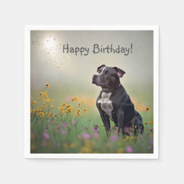 Guardanapo De Papel Black Pitbull Birthday Paper Napkins