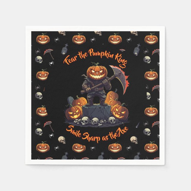 Guardanapo De Papel 🖤 Black Pumpkin King Halloween Napkin 🎃 (Frente)