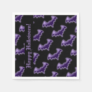 Guardanapo De Papel Black & Purple Night Wing Bats Napkins