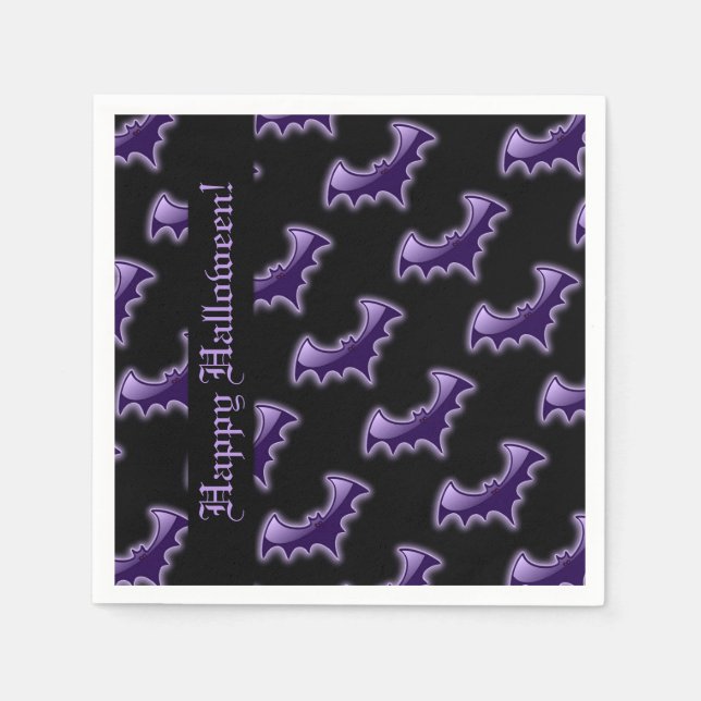 Guardanapo De Papel Black & Purple Night Wing Bats Napkins (Frente)