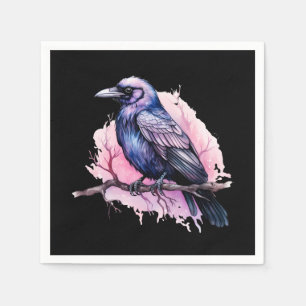 Guardanapo De Papel Black Raven em uma Ilustração de Ramificação