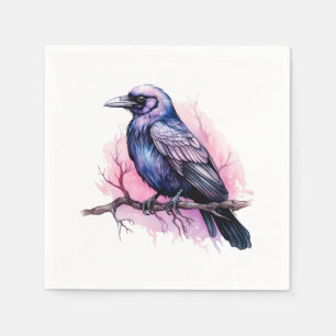 Guardanapo De Papel Black Raven em uma Ilustração de Ramificação
