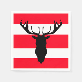Guardanapo De Papel Black Reindeer Silhouette Red Strips