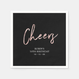 Guardanapo De Papel Black & RoseGold | Inscrição de Festas de aniversá