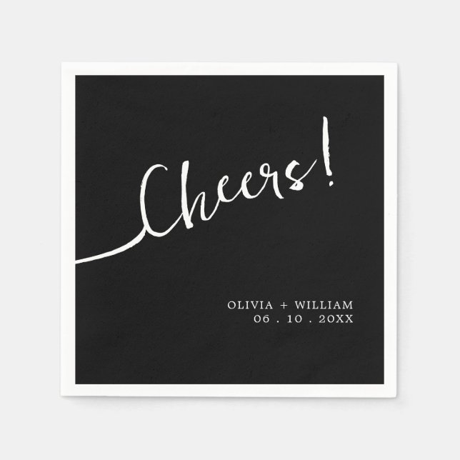 Guardanapo De Papel Black Script Cheers Cocktail Napkins (Frente)