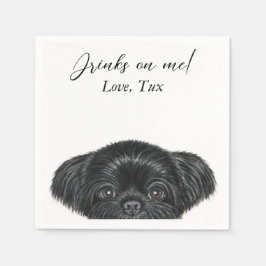 Guardanapo De Papel Black Shih Tzu Wedktail Napkin