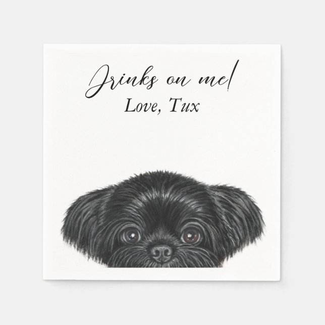 Guardanapo De Papel Black Shih Tzu Wedktail Napkin (Frente)
