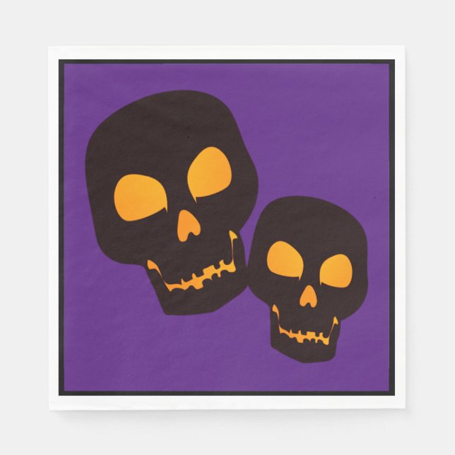 Guardanapo De Papel Black Skulls Halloween (Frente)