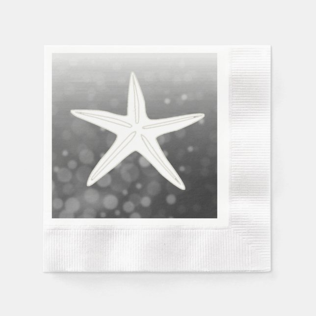 Guardanapo De Papel Black Starfish Beach Themed Wedkins Napkins (Frente)