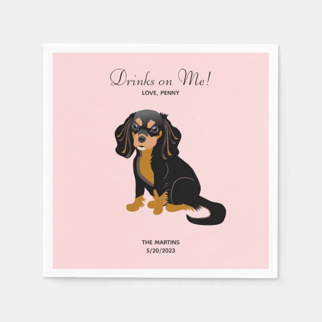 Guardanapo De Papel Black Tan Cavalier Casamento Cocktail Napkins (Frente)