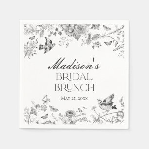 Guardanapo De Papel Black Toile De Jouy Vintage Floral Bridal Brunch