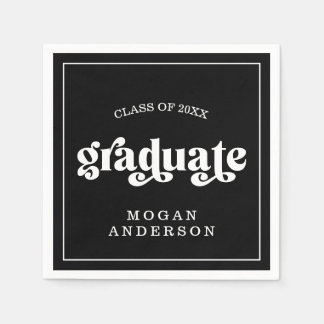 Guardanapo De Papel Black Vintage Bold Typography Graduate