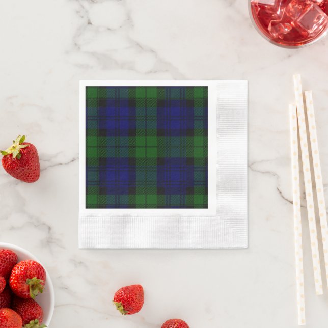 Guardanapo De Papel Black Watch Tartan Blue Green Xadrez (Insitu)