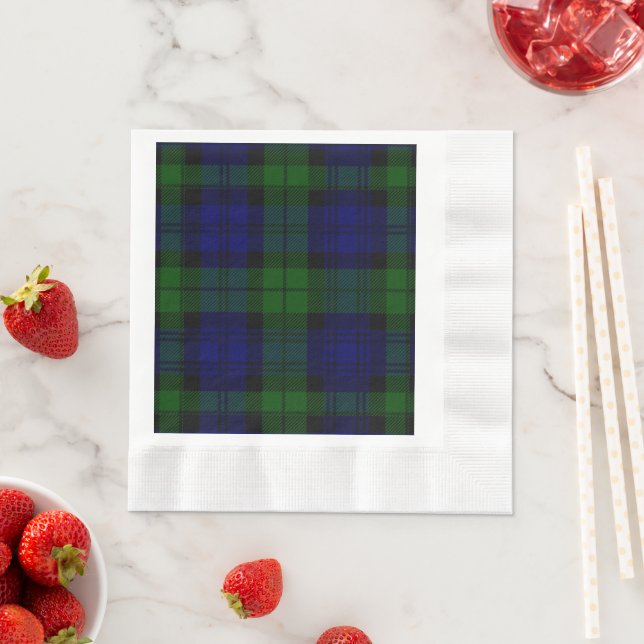 Guardanapo De Papel Black Watch Tartan Blue Green Xadrez (Insitu)