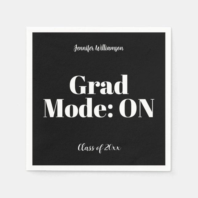 Guardanapo De Papel Black White Graduation Party Napkins Customizable (Frente)