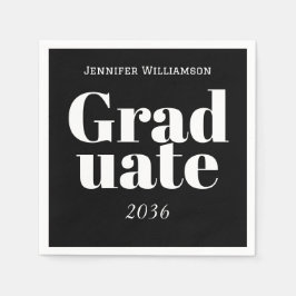 Guardanapo De Papel Black White Graduation Party Napkins Customizable