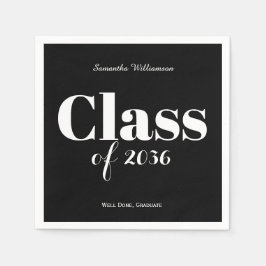 Guardanapo De Papel Black White Graduation Party Napkins Customizable
