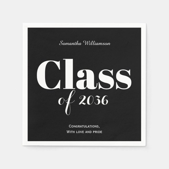 Guardanapo De Papel Black White Graduation Party Napkins Customizable (Frente)