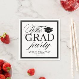 Guardanapo De Papel Black White Minimalist The Grad Party 