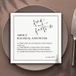 Guardanapo De Papel Black White Modern Facts Heart Script Cocktail