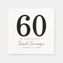 Black White Name Date Sixty 60th Birthday Party
