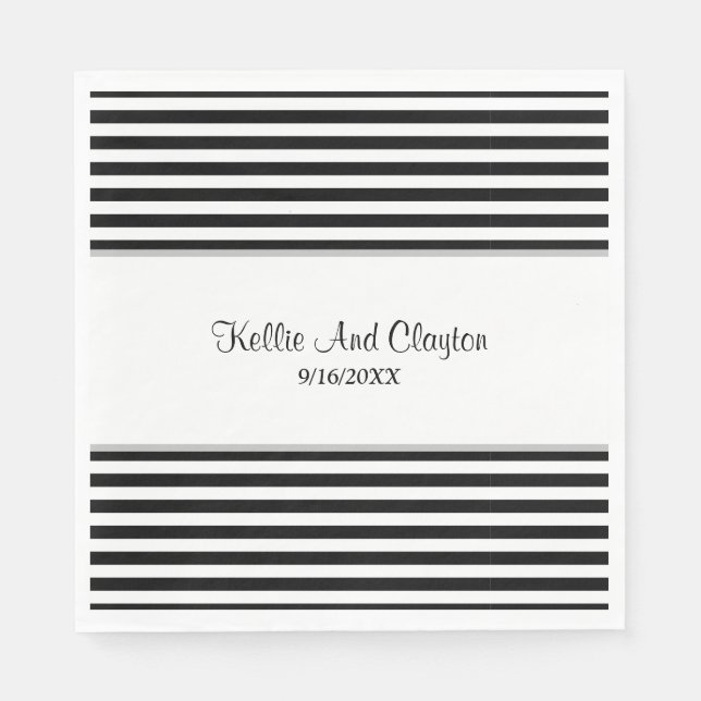 Guardanapo De Papel Black/White Strikins Napkins (Frente)