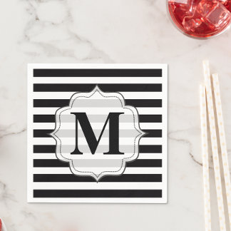 Guardanapo De Papel Black & White Striks Monogramas Napkins