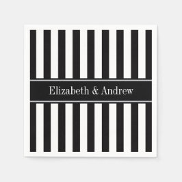 Guardanapo De Papel Black White Stripe Black Name Monograma