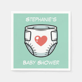 Guardanapo De Papel Black & White with a Red Heart Baby Diaper