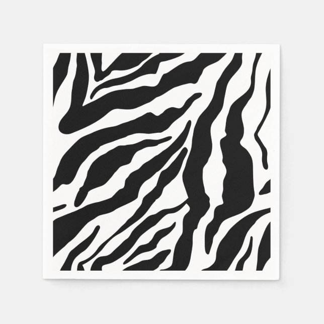 Guardanapo De Papel Black& White Zebra Stripes Safari Animal Print  (Frente)