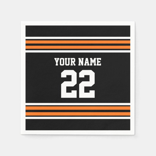 Guardanapo De Papel Black with Orange White Stripes Team Jersey (Frente)