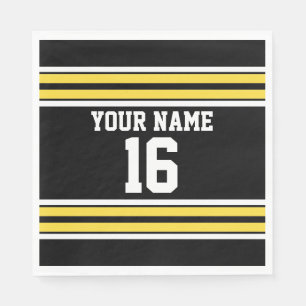 Guardanapo De Papel Black with Yellow White Stripes Team Jersey