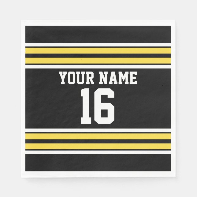Guardanapo De Papel Black with Yellow White Stripes Team Jersey (Frente)