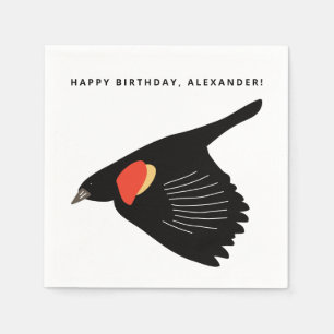 Guardanapo De Papel Blackbird de asa vermelha no Aniversário do Voo
