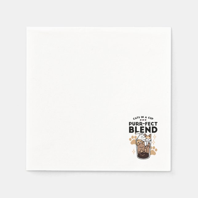 Guardanapo De Papel Blend Puro: Arte de Gato e Café para Pet-Lovers (Frente)