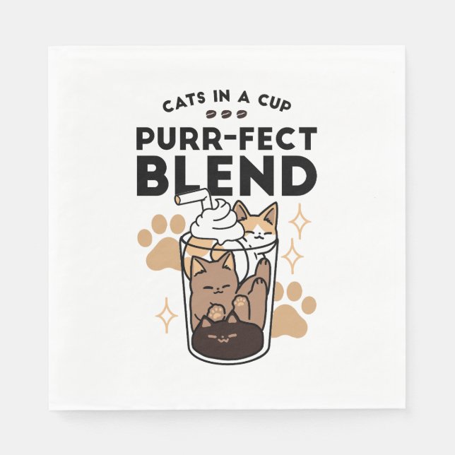 Guardanapo De Papel Blend Puro: Arte de Gato e Café para Pet-Lovers (Frente)